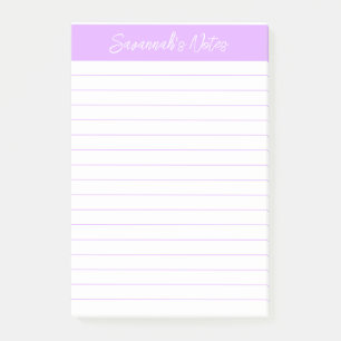 Skript Elegant Helllila Lined Personalisiert Post-it Klebezettel