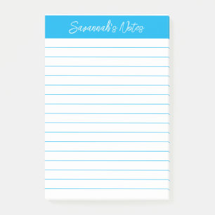 Skript Elegant Himmelblau liniert Personalisiert Post-it Klebezettel