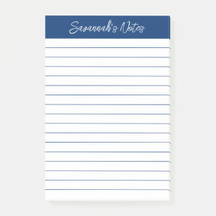 Skript Elegant Navy Blau liniert Personalisiert Post-it Klebezettel