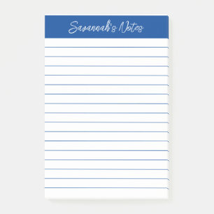 Skript Elegant Navy Blau liniert Personalisiert Post-it Klebezettel