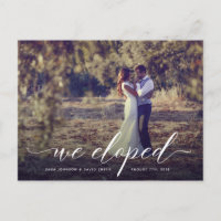 Skript Eloped wir Entlaufen-Mitteilungs-Postkarte