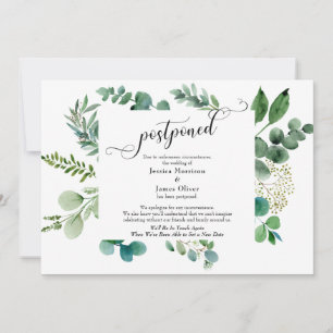 Skript Eukalyptus Postponed Wedding Card Einladung