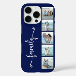 Skript Familienfoto Navy Blau iPhone 16 Pro Hülle