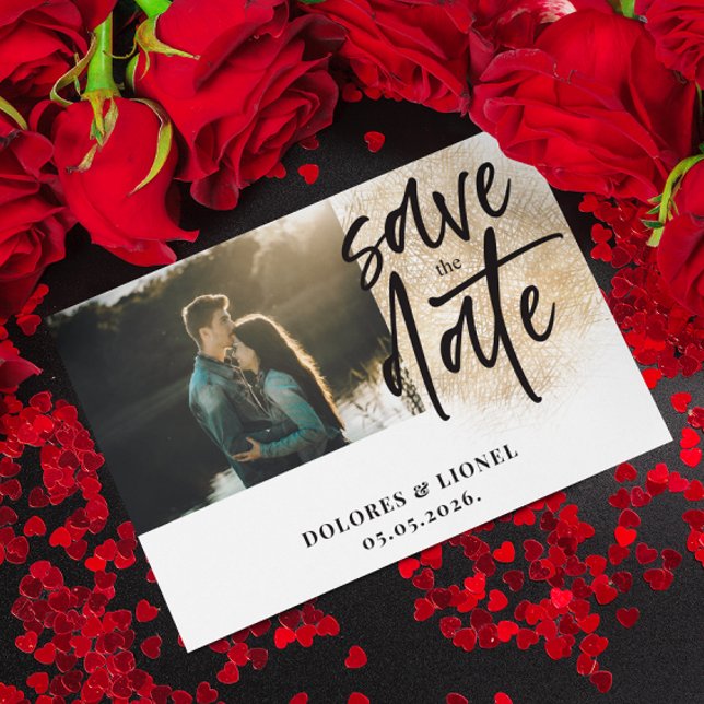 Skript-Foto Minimalistisch Save the Date Einladung (Von Creator hochgeladen)