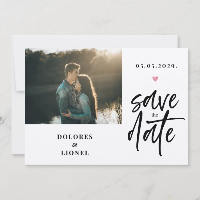 Skript-Foto Minimalistisch Save the Date Einladung (Vorderseite)