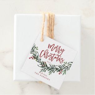 Skript frohe Weihnachten Aquarell Geschenkanhänger