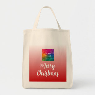 Skript Frohe Weihnachten mit Ihrem Foto oder Logo Tragetasche
