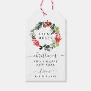 Skript Frohe Weihnachtsfeiertage-Wreath-Geschenk-T Geschenkanhänger