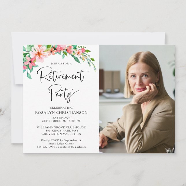 Skript für das Ruhestand-Party Tropical Floral Fot (Vorderseite)