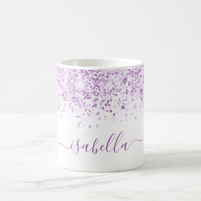 Skript für den lila Glitzer Kaffeetasse (Mittel)