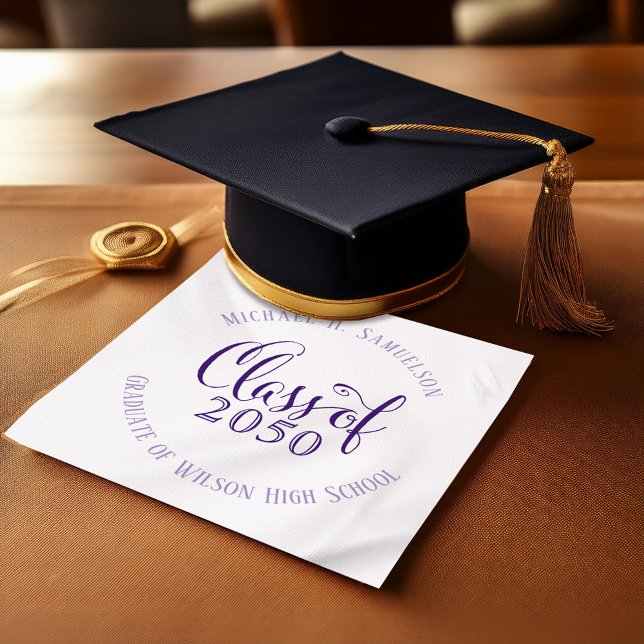Skript für lila Graduierungspartei Serviette (Purple school color graduation custom napkin)