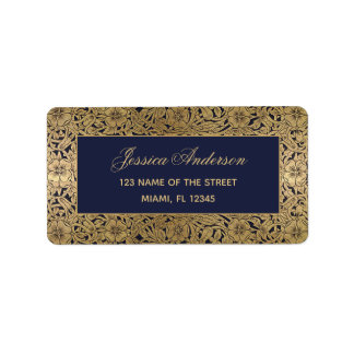 Skript für Vintage Rose von Navy Blue Elegant Adressaufkleber