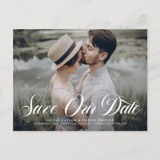 Skript geblüht unser Foto Datumsüberlagerung Geret Ankündigungspostkarte (Vorderseite)