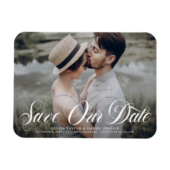 Skript geblüht unser Foto Datumsüberlagerung Geret Magnet (Horizontal)