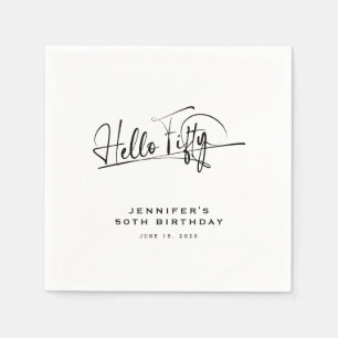 Skript Hallo Fünfzig Minimalistischer 50. Geburtst Serviette
