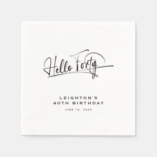 Skript Hallo Vierzig Minimalistischer 40. Geburtst Serviette