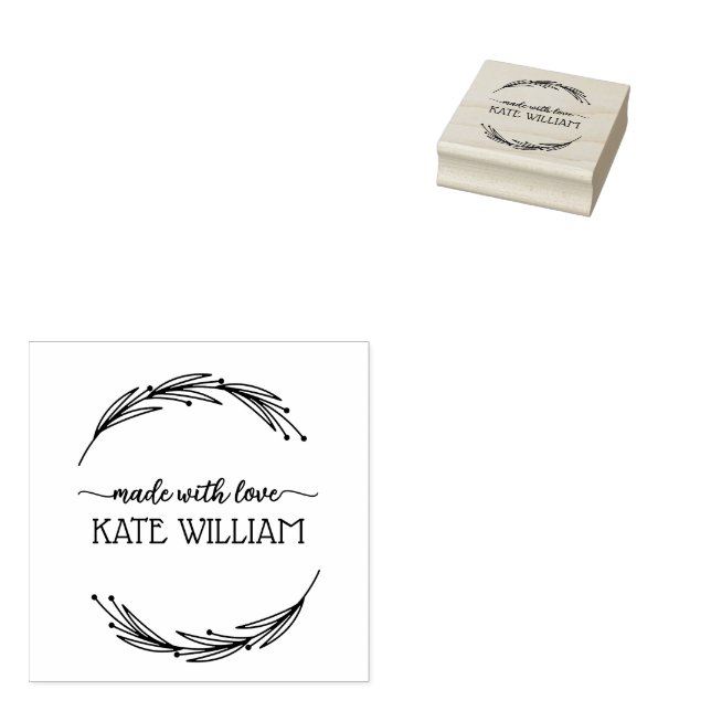 Skript Handgefertigt mit Liebe von Name Stempel (Stempel)