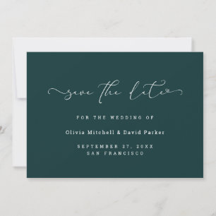 Skript-Herz   Elegantes dunkles, reiches Teal Save The Date