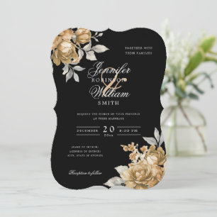 Skript Hochzeit Gold Natürlich Rustikal Floral Sch Einladung