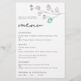 Skript-Hochzeitmenü für Blätter mit Wasserfarben