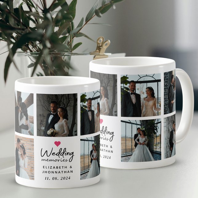 Skript Hochzeits Erinnerungen Herz Paar Foto Colla Kaffeetasse (Von Creator hochgeladen)