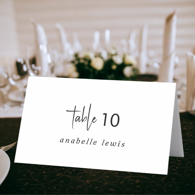 Skript-Hochzeitungs-Platzkarte mit bearbeitbarem G Tischnummer (Von Creator hochgeladen)
