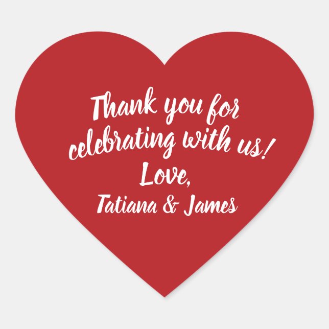 Skript individuell anpassbar Vielen Dank Herz Herz-Aufkleber (Vorderseite)