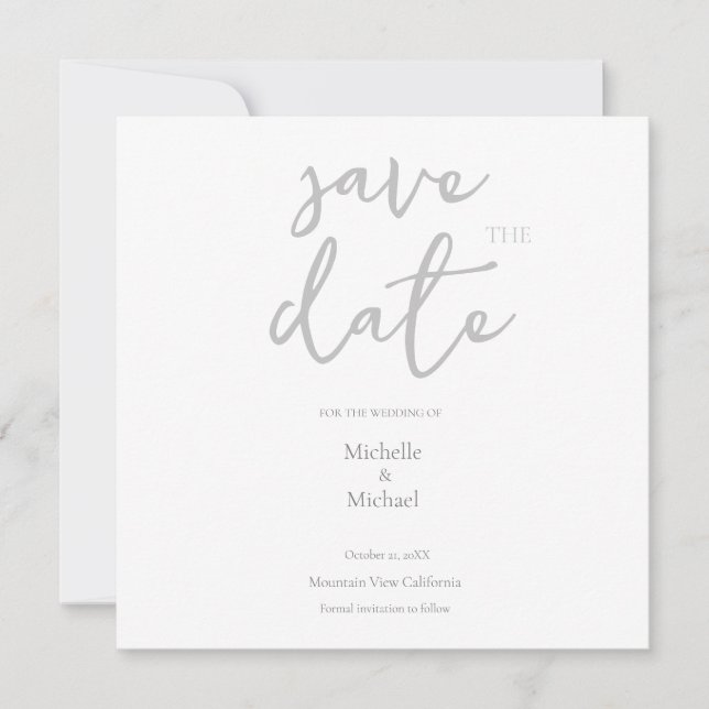 Skript Kalligrafie Hochzeit Modern Save the Date (Vorderseite)