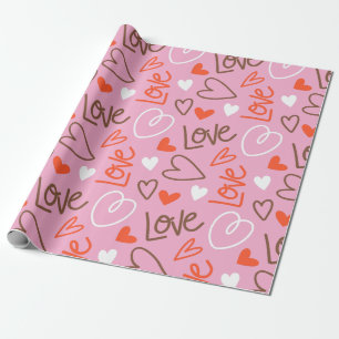 Skript-Liebe-Herz-Packpapier Geschenkpapier