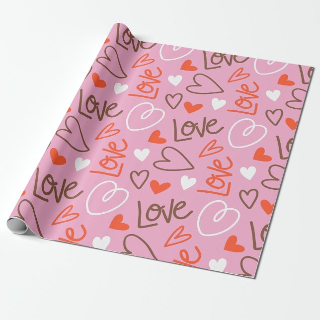 Skript-Liebe-Herz-Packpapier Geschenkpapier (Ungerollt)