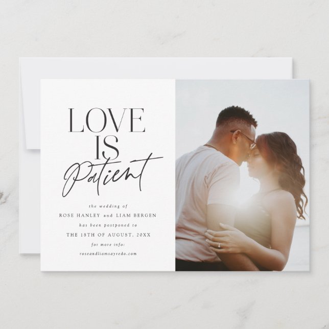 Skript-Liebe Hochzeit verschoben Ändern Sie das Da Ankündigung (Vorderseite)