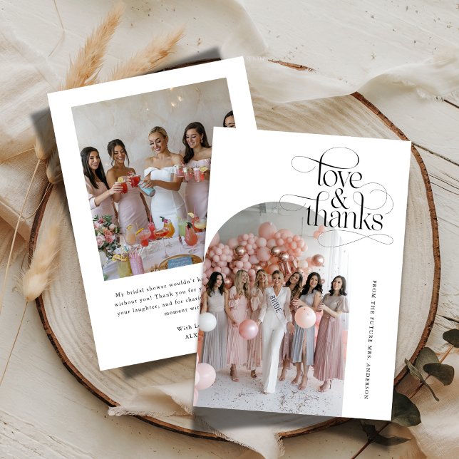 Skript-Liebe und Brautparty-Arch-Foto Dankeskarte (Von Creator hochgeladen)