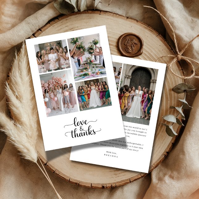 Skript-Liebe und Dank 7 Foto Collage Brautparty Dankeskarte (Von Creator hochgeladen)
