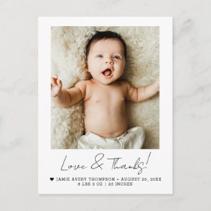 Skript Liebe und Dank Baby Foto Geburtsankündigung Postkarte