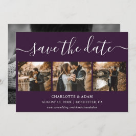 Skript Lila Hochzeitungs-Foto Speichern Sie die Da Save The Date
