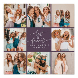 Skript lila moderne Multi-Foto beste Freunde Poster