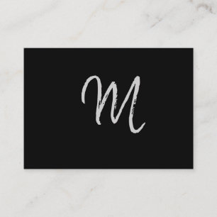 Skript-Minimalist-Monogramm auf Schwarz Visitenkarte