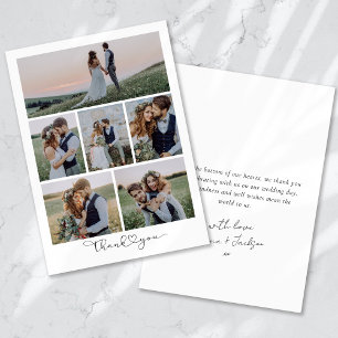 Skript mit Herz-Multi-Foto Hochzeit Dankeskarte