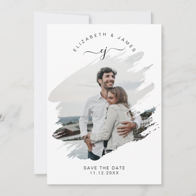 Skript-Monogramm Einfache Rustikale Minimalistisch Save The Date (Vorderseite)
