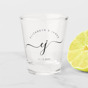 Skript-Monogramm Minimalistische Hochzeit Schnapsglas