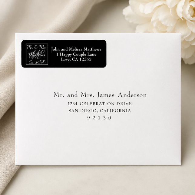 Skript Mr und Mrs Monogramm Hochzeit Schwarz (Von Creator hochgeladen)