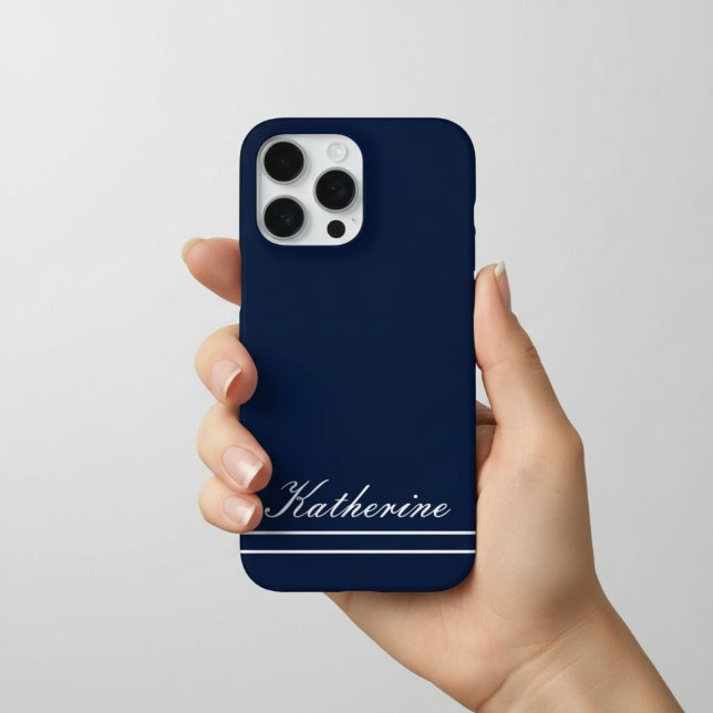 Skript Name Minimalistisch Navy Blau iPhone Hülle (Von Creator hochgeladen)