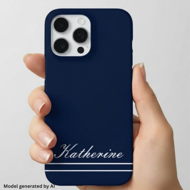 Skript Name Minimalistisch Navy Blau iPhone Hülle (Von Creator hochgeladen)