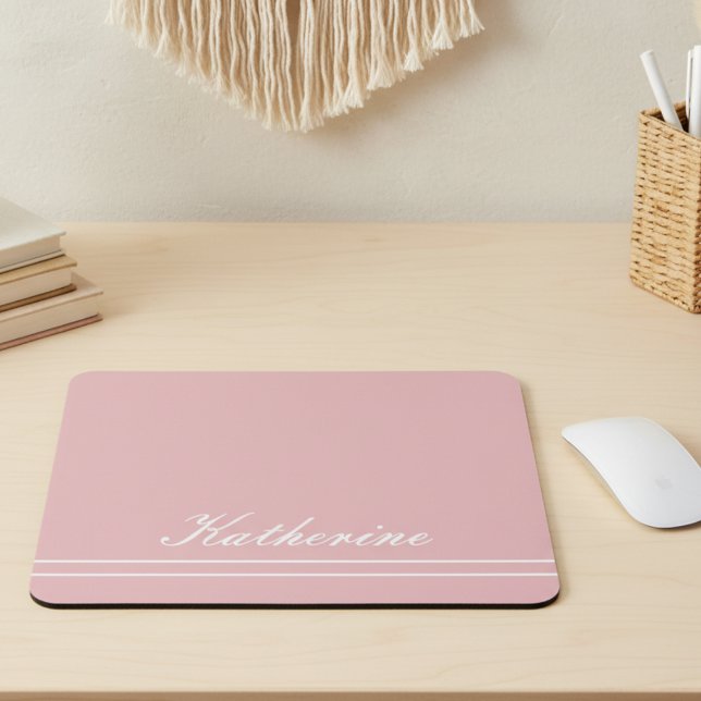 Skript Name Minimalistisch Rosa Mousepad (Von Creator hochgeladen)