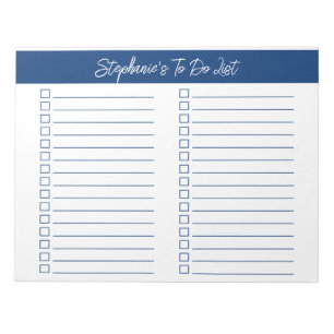 Skript Navy Blau 8,5x11 Zwei-Spalten-Checkliste Notizblock