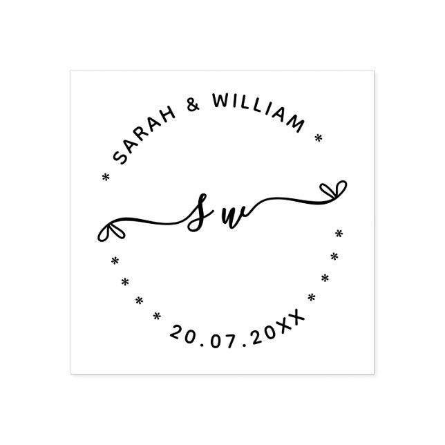 Skript-Paar-Name Anfangsbuchstabe Save the Date Ho Gummistempel (Prägung)