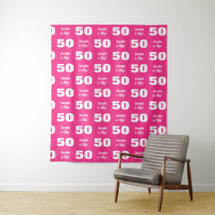 Skript Rosa Weiß 50. Geburtstagsfeier Schritt Wied Wandteppich