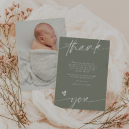 Skript Salbei Grün Baby Shower Dankeskarten Einladung