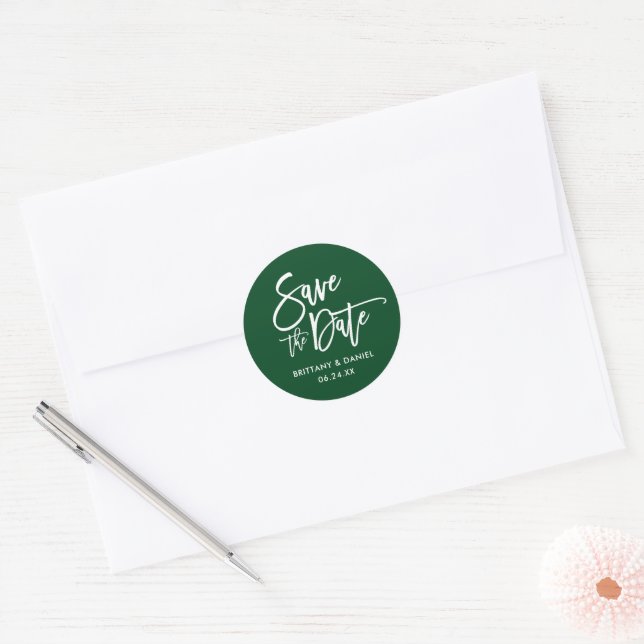 Skript Save the Date Grüne Umschlag Aufkleber (Umschlag)
