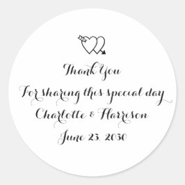 Skript Schwarz-weiße Herzen Hochzeitsgeschenk Gefa Runder Aufkleber